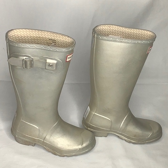 Hunter Kids Original Silver Metallic Rain Boots Size 13 - Picture 9 of 14